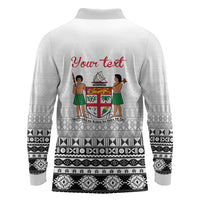 Fiji Heart Tribal Personalised Long Sleeve Polo Shirt Polynesian Patterns