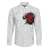New Zealand Maori Heart Tribal Personalised Family Matching Puletasi and Hawaiian Shirt Polynesian Patterns LT9 Dad's Shirt - Long Sleeve White - Polynesian Pride