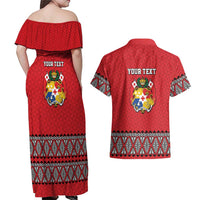 Tonga Heart Tribal Personalised Couples Matching Off Shoulder Maxi Dress and Hawaiian Shirt Polynesian Patterns