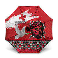 Tonga Heart Tribal Personalised Umbrella Polynesian Patterns LT9 One Size Folded 11.42 inch Opened Diameter 37.4 inch Red - Polynesian Pride