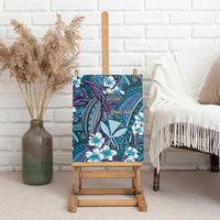 Personalised Hawaii Tribal Humpback Whale Canvas Wall Art Polu Hibiscus Seamless Pattern