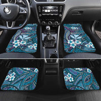 Personalised Hawaii Tribal Humpback Whale Car Mats Polu Hibiscus Seamless Pattern