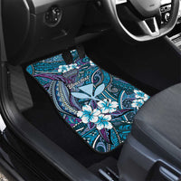 Personalised Hawaii Tribal Humpback Whale Car Mats Polu Hibiscus Seamless Pattern