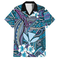 Personalised Hawaii Tribal Humpback Whale Hawaiian Shirt Polu Hibiscus Seamless Pattern