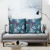 Personalised Hawaii Tribal Humpback Whale Pillow Cover Polu Hibiscus Seamless Pattern
