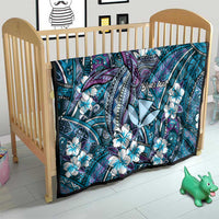 Personalised Hawaii Tribal Humpback Whale Quilt Polu Hibiscus Seamless Pattern
