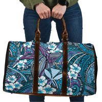 Personalised Hawaii Tribal Humpback Whale Travel Bag Polu Hibiscus Seamless Pattern