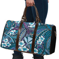 Personalised Hawaii Tribal Humpback Whale Travel Bag Polu Hibiscus Seamless Pattern