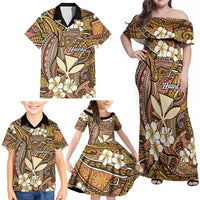 Personalised Hawaii Tribal Humpback Whale Family Matching Off Shoulder Maxi Dress and Hawaiian Shirt Melemele Hibiscus Seamless Pattern LT9 - Polynesian Pride