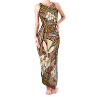 Personalised Hawaii Tribal Humpback Whale Family Matching Tank Maxi Dress and Hawaiian Shirt Melemele Hibiscus Seamless Pattern LT9 Mom's Dress Gold - Polynesian Pride