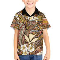 Personalised Hawaii Tribal Humpback Whale Family Matching Tank Maxi Dress and Hawaiian Shirt Melemele Hibiscus Seamless Pattern LT9 Son's Shirt Gold - Polynesian Pride