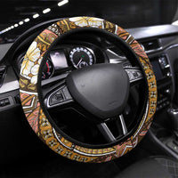 Hawaii Tribal Humpback Whale Steering Wheel Cover Melemele Hibiscus Seamless Pattern