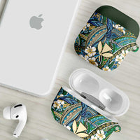 Personalised Hawaii Tribal Humpback Whale AirPods Case Omaomao Hibiscus Seamless Pattern