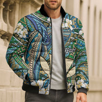 Personalised Hawaii Tribal Humpback Whale Bomber Puffer Jacket Omaomao Hibiscus Seamless Pattern