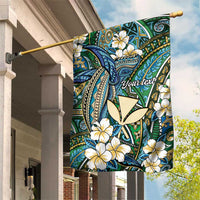 Personalised Hawaii Tribal Humpback Whale Garden Flag Omaomao Hibiscus Seamless Pattern
