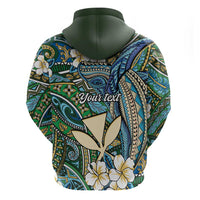 Personalised Hawaii Tribal Humpback Whale Hoodie Omaomao Hibiscus Seamless Pattern