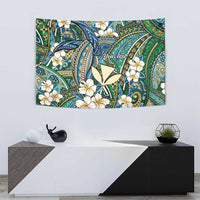 Personalised Hawaii Tribal Humpback Whale Tapestry Omaomao Hibiscus Seamless Pattern