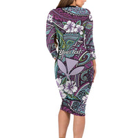 Personalised Hawaii Tribal Humpback Whale Family Matching Long Sleeve Bodycon Dress and Hawaiian Shirt Poni Hibiscus Seamless Pattern LT9 - Polynesian Pride