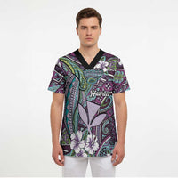 Personalised Hawaii Tribal Humpback Whale Scrub Top Poni Hibiscus Seamless Pattern