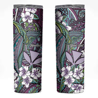 Personalised Hawaii Tribal Humpback Whale Skinny Tumbler Poni Hibiscus Seamless Pattern