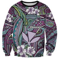 Personalised Hawaii Tribal Humpback Whale Sweatshirt Poni Hibiscus Seamless Pattern