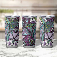 Personalised Hawaii Tribal Humpback Whale Tumbler Cup Poni Hibiscus Seamless Pattern