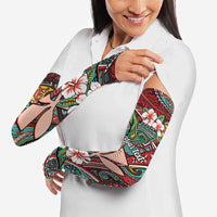 Personalised Hawaii Tribal Humpback Whale Arm Sleeves Ulaula Hibiscus Seamless Pattern