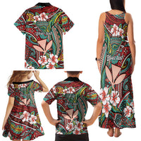 Personalised Hawaii Tribal Humpback Whale Family Matching Tank Maxi Dress and Hawaiian Shirt Ulaula Hibiscus Seamless Pattern LT9 - Polynesian Pride