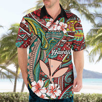 Personalised Hawaii Tribal Humpback Whale Hawaiian Shirt Ulaula Hibiscus Seamless Pattern