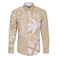Custom Indo Fijians Family Matching Long Sleeve Bodycon Dress and Hawaiian Shirt Fiji ke Hindustani Polyneisan Paisley Beige Style LT9 Dad's Shirt - Long Sleeve Beige - Polynesian Pride