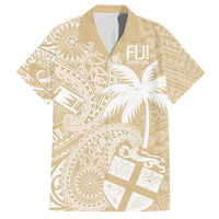 Custom Indo Fijians Family Matching Off The Shoulder Long Sleeve Dress and Hawaiian Shirt Fiji ke Hindustani Polyneisan Paisley Beige Style LT9 Dad's Shirt - Short Sleeve Beige - Polynesian Pride