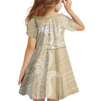 Custom Indo Fijians Family Matching Short Sleeve Bodycon Dress and Hawaiian Shirt Fiji ke Hindustani Polyneisan Paisley Beige Style LT9 - Polynesian Pride