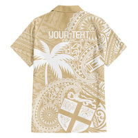 Custom Indo Fijians Family Matching Short Sleeve Bodycon Dress and Hawaiian Shirt Fiji ke Hindustani Polyneisan Paisley Beige Style LT9 - Polynesian Pride