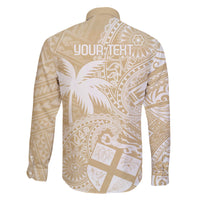Custom Indo Fijians Family Matching Short Sleeve Bodycon Dress and Hawaiian Shirt Fiji ke Hindustani Polyneisan Paisley Beige Style LT9 - Polynesian Pride