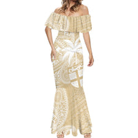 Custom Indo Fijians Mermaid Dress Fiji ke Hindustani Polyneisan Paisley Beige Style LT9 - Polynesian Pride