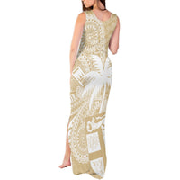 Custom Indo Fijians Tank Maxi Dress Fiji ke Hindustani Polyneisan Paisley Beige Style LT9 - Polynesian Pride