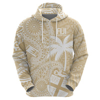 Custom Indo Fijians Zip Hoodie Fiji ke Hindustani Polyneisan Paisley Beige Style