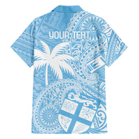 Custom Indo Fijians Family Matching Long Sleeve Bodycon Dress and Hawaiian Shirt Fiji ke Hindustani Polyneisan Paisley Blue Style LT9 - Polynesian Pride