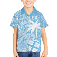 Custom Indo Fijians Family Matching Long Sleeve Bodycon Dress and Hawaiian Shirt Fiji ke Hindustani Polyneisan Paisley Blue Style LT9 Son's Shirt Blue - Polynesian Pride