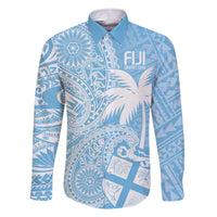 Custom Indo Fijians Family Matching Short Sleeve Bodycon Dress and Hawaiian Shirt Fiji ke Hindustani Polyneisan Paisley Blue Style LT9 Dad's Shirt - Long Sleeve Blue - Polynesian Pride