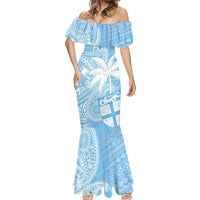 Custom Indo Fijians Mermaid Dress Fiji ke Hindustani Polyneisan Paisley Blue Style LT9 - Polynesian Pride
