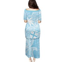 Custom Indo Fijians Puletasi Fiji ke Hindustani Polyneisan Paisley Blue Style LT9 - Polynesian Pride