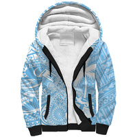 Custom Indo Fijians Sherpa Hoodie Fiji ke Hindustani Polyneisan Paisley Blue Style