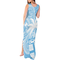 Custom Indo Fijians Tank Maxi Dress Fiji ke Hindustani Polyneisan Paisley Blue Style LT9 - Polynesian Pride