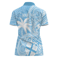 Custom Indo Fijians Women Polo Shirt Fiji ke Hindustani Polyneisan Paisley Blue Style