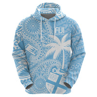 Custom Indo Fijians Zip Hoodie Fiji ke Hindustani Polyneisan Paisley Blue Style