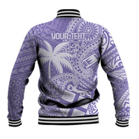 Custom Indo Fijians Baseball Jacket Fiji ke Hindustani Polyneisan Paisley Purple Style LT9 - Polynesian Pride