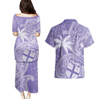 Custom Indo Fijians Couples Matching Puletasi and Hawaiian Shirt Fiji ke Hindustani Polyneisan Paisley Purple Style LT9 - Polynesian Pride
