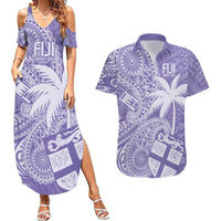 Custom Indo Fijians Couples Matching Summer Maxi Dress and Hawaiian Shirt Fiji ke Hindustani Polyneisan Paisley Purple Style LT9 Purple - Polynesian Pride