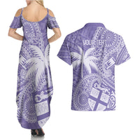 Custom Indo Fijians Couples Matching Summer Maxi Dress and Hawaiian Shirt Fiji ke Hindustani Polyneisan Paisley Purple Style LT9 - Polynesian Pride